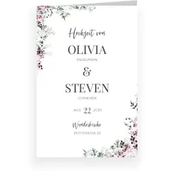 Einladungskarte Hochzeit: Blühende Liebe mit Foto in Weiß