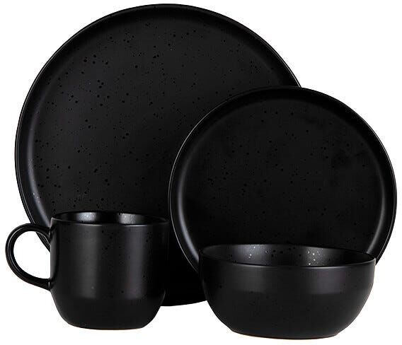 Barbary & Oak Luna 16 Piece Dinnerware Set Black