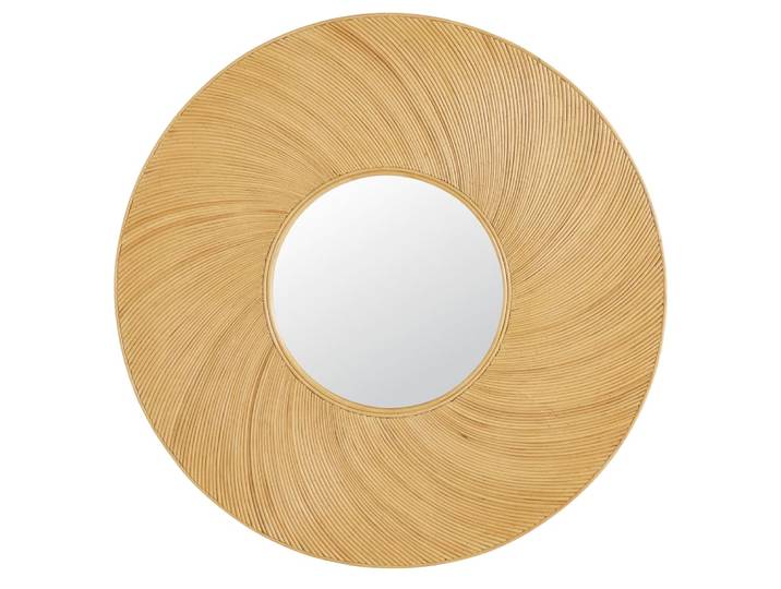 Runder Spiegel aus Rattan, beige 110cm