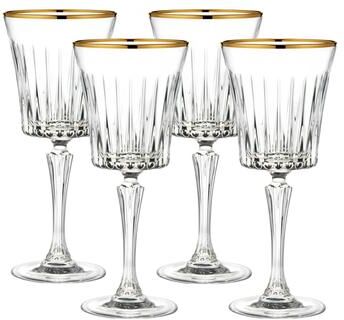 "Lorren Home Trends Timeless Gold Rimmed Red Wine Glasses, Set of 4, 10 oz, 8"" Tall, Lead-Free, Made in Italy"