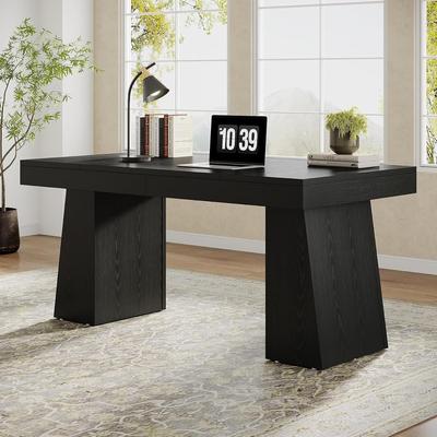 YUZHOU 55-Inch Executive Desk, Modern Office Desk with Double Pedestal