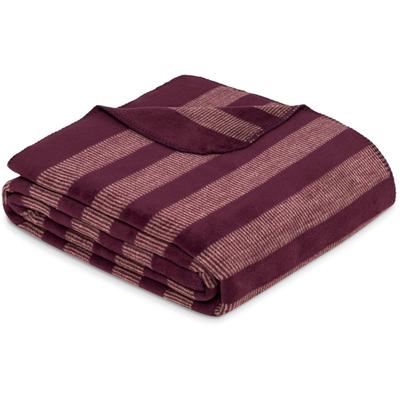 Wohndecke IBENA "Wohndecke s.Oliver", rot (burgundy), B:150cm L:200cm, Baumwolle, Polyacryl, Polyester, Wohndecken, Wohndecke, in zeitlosem Streifen-Look