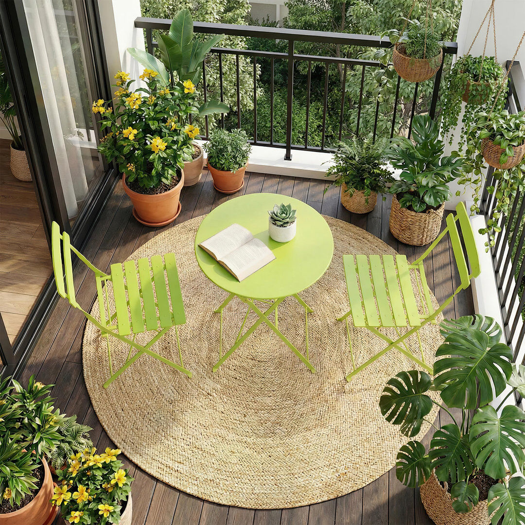 Brayden Studio Steel Dining Set Green/Green/Teal / Green/Teal 2