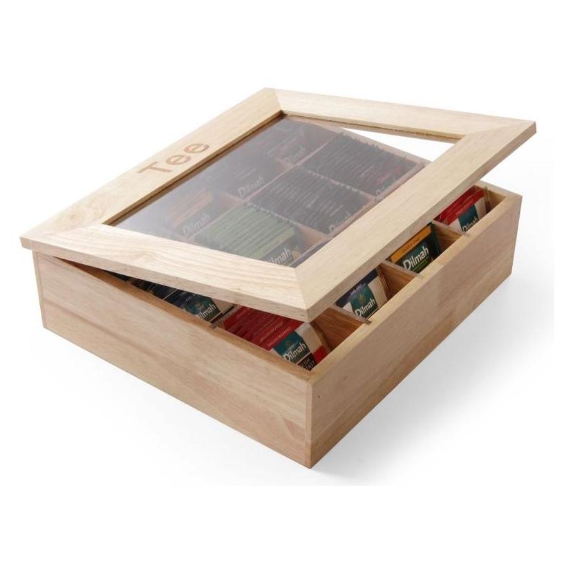 Hendi Teebox 12 Faecher Holzbox mit Sichtfenster (456514)