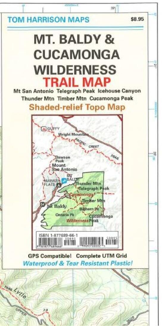 Mount Baldy et Cucamonga Wilderness, Californie   Tom Harrison Maps