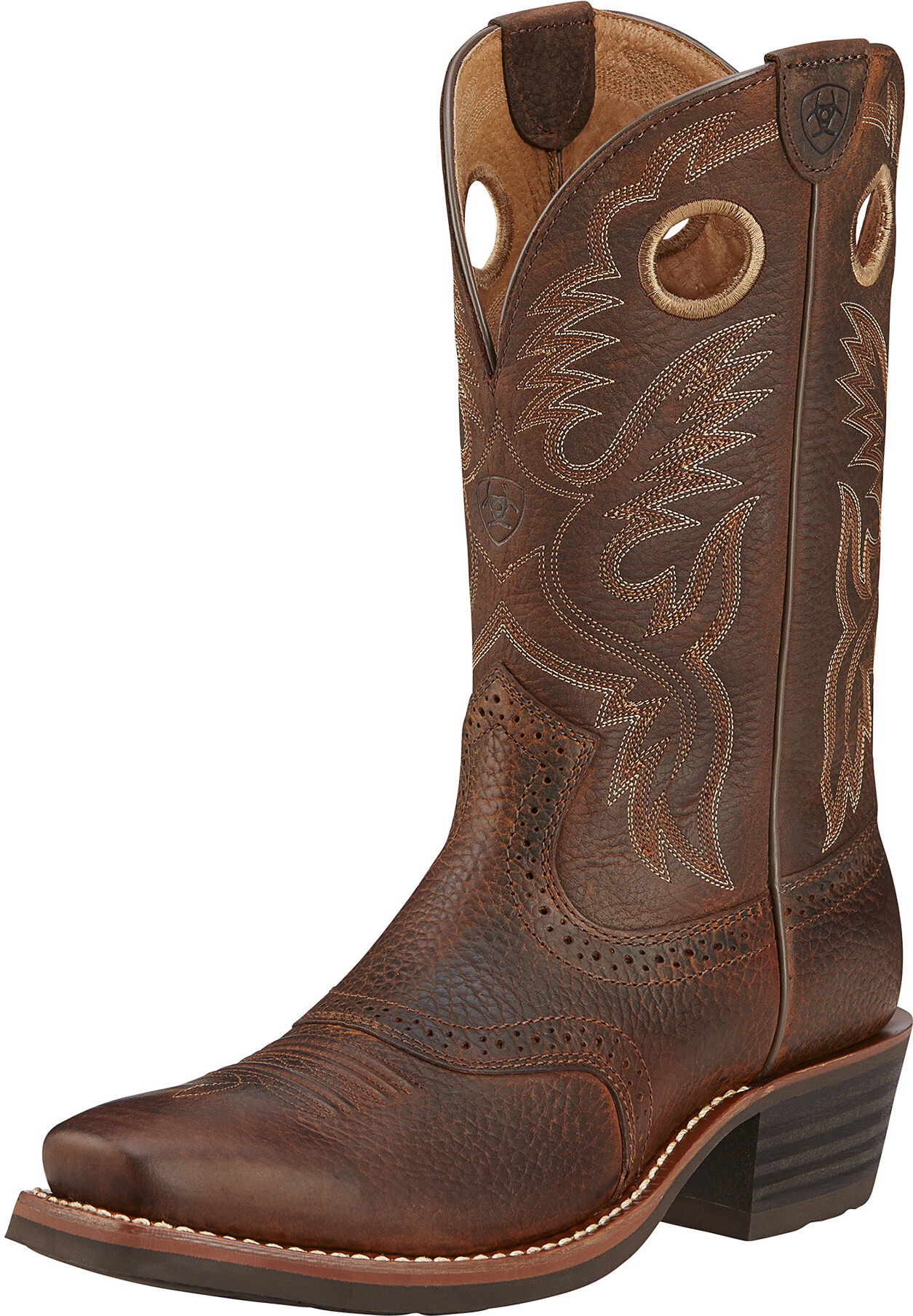 Men's Heritage Roughstock Square Toe Cowboy Boots in Brown, Size: 13 EE / Wide by Ariat