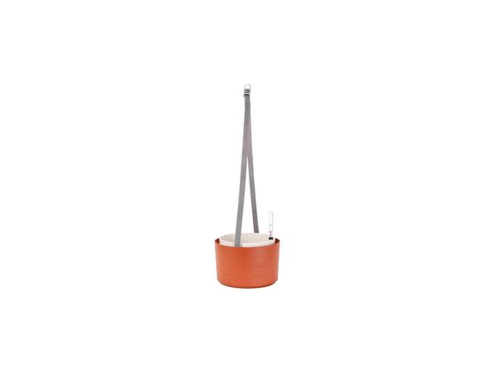 Blumenampel Plastia Berberis 26 cm drei Bänder , braun, B:25,5cm H:17,8cm Ø:26cm, Kunststoff, Dekohänger, Blumenampel
