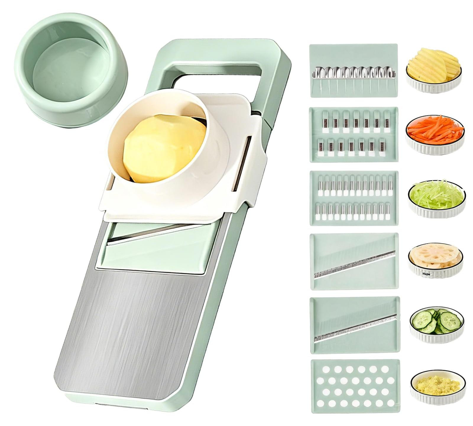 Dripio Multifunctionele 6-in-1 groentesnijder met handschild, groen