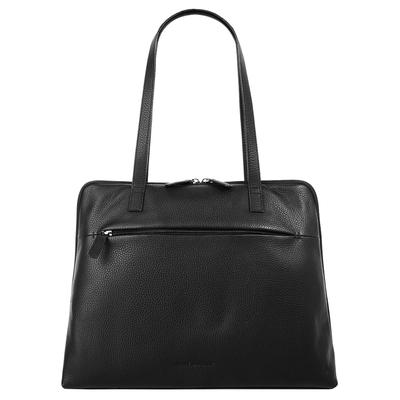 Shopper BETTY BARCLAY "BETTY BARCLAY Damen echt Leder", Damen, Gr. B/H/T: 40cm x 30cm x 11cm onesize, schwarz, Leder, unifarben, Taschen Shopper, echt Leder