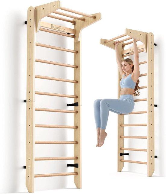 Gymnastikbar für Kinder und Erwachsene, Wandmontiert, Holz, multifunktional