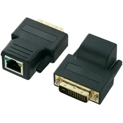 Renkforce DVI-Verlängerung über Netzwerkkabel CAT5 70 m, Paar (DVI, DVI), Video Adapter, Schwarz