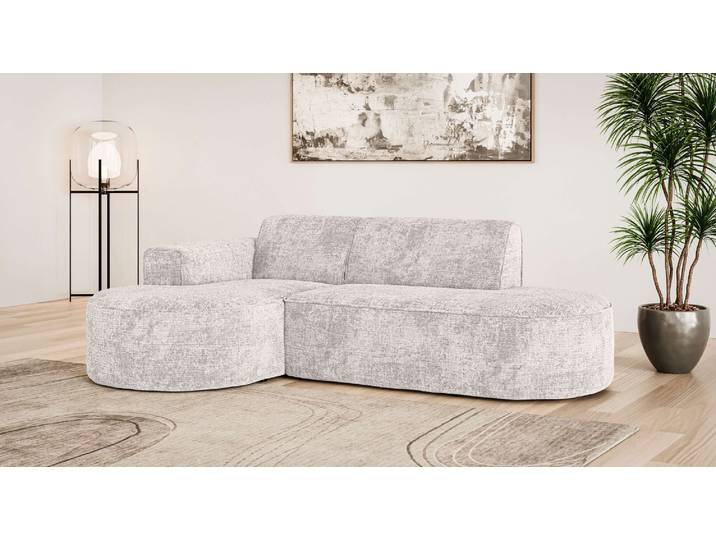 Ecksofa GOODPRODUCT ADELLA Design-Sofa mit Recamiere rechts/links, 248/159/76 cm , beige (hellbeige), B:248cm H:76cm T:159cm, 100% Polyester, Sofas, Ecksofa, L-Form mit Wellenunterfederung, runde Form, auch in Cord