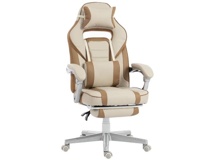 Chaise de jeu Homcom, chaise de gamer inclinable, avec hauteur réglable, repose-pieds rétractable, support lombaire et appui-tête