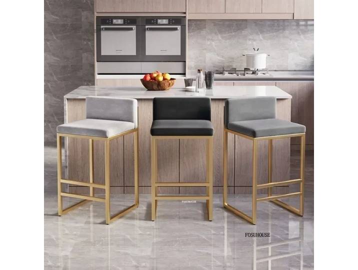 Chaises de Bar italiennes en fer, tabourets de Bar simples en velours, pour la maison, la cuisine, les îles, hautes, créatives, pour Restaurant, café, tabourets à dossier