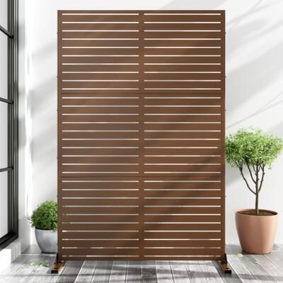 Lirago Outdoor Freestanding Metal Privacy Screen Decorative Slatted Partition Panel for Patio Garden Balcony