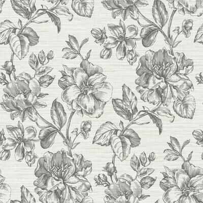 Tamara Day Charcoal Flower Girl Peel and Stick Wallpaper Grey By Roommates