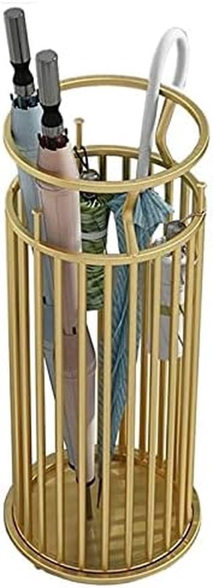 Paraplummer Metalen Paraplu Stand met Hol Ontwerp voor Ventilatie - Goud - 22 x 58 cm