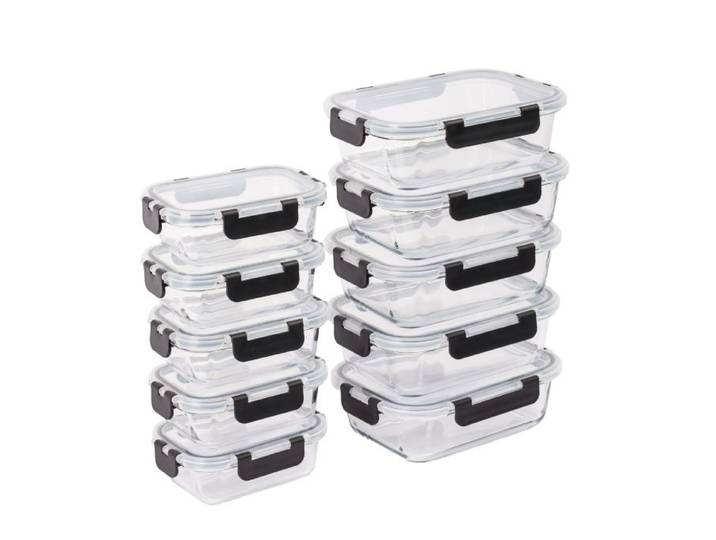 Relaxdays Lot de 10 pots en verre avec couvercles