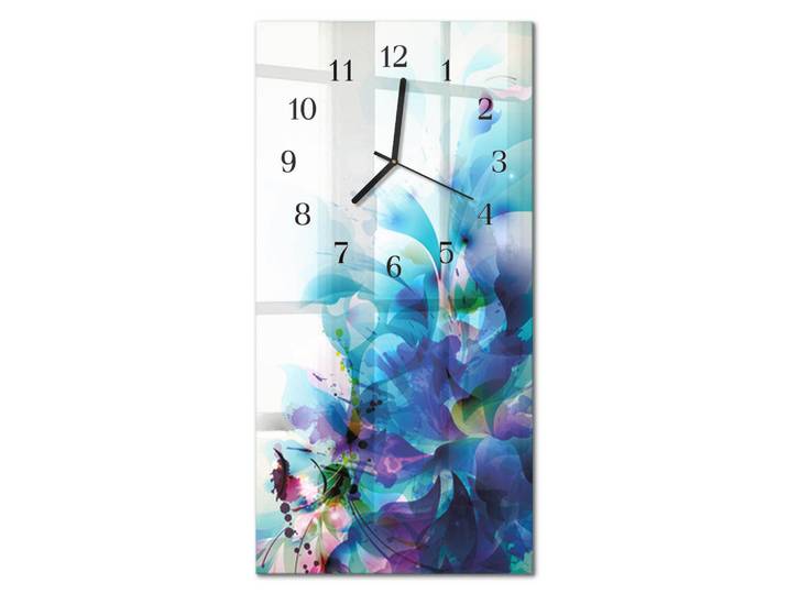 Tulup Wanduhr 60x30 cm - Rose, Blau, Glas, Rechteckig, 30x60x0.4 cm, Dekoration, Uhren, Wanduhren