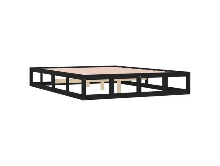 Magnifique Cadre de lit Double - extra confortable - Sommiers à lattes - sans matelas noir 160x200cm bois massif 9221
