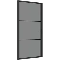 Zubehör Türbeschlag, Innentür 102,5x201,5 cm Schwarz ESG-Glas und Aluminium