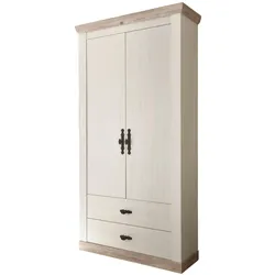 GARDEROBENSCHRANK Pinie weiß, Oslo Pinie Landhaus, Garderobe oder großer Schuhschrank, 107 x 201 cm