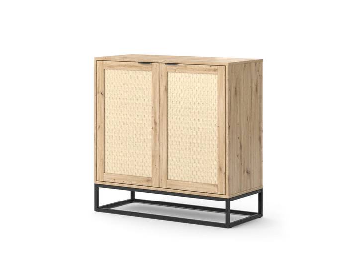 Vicco Kommode Natal Braun 40 x 92.5 cm mit 2 Türen, Holzwerkstoff, Rechteckig, 40x92.5x140 cm, Kleinmöbel, Kommoden