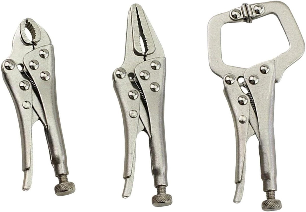 C-klemtangen Set van 3 stuks - Verstelbare Heavy Duty Stalen Klemmen - Zilver