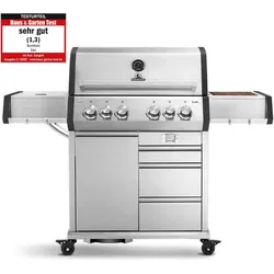 Burnhard Big EARL Premium-Gasgrill 4-Brenner Edelstahl mit Edelstahlrost