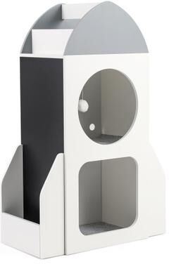 Costway 3-Tier Kids Bookshelf Rocket Space Theme Toddler Toy Storage Organizer-White