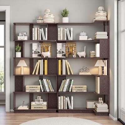 ZWYO HOSIMU "64.6"" H Set of 2 Corner & Extendable Bookshelf, Space-Saving Display Shelf, Freely Combinable Storage for Living Room Study"
