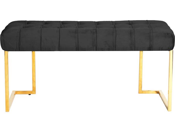 Sitzbank KAYOOM Rare 225, Edler Touch durch goldenes Gestell , schwarz, B:100cm H:48cm T:47cm, Bezug: 100% Polyester (Samt) / Gestell: 100% Edelstahl, Sitzbänke, Sitzbank, samtweich, gesteppt, mit Zierknöpfen, Gemütliches, schickes Polster