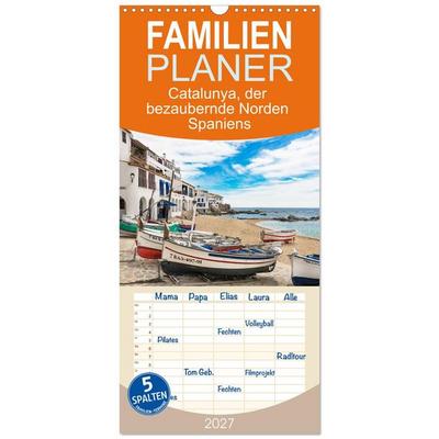 Familienplaner 2027 - Catalunya, der bezaubernde Norden Spaniens mit 5 Spalten (Wandkalender, 21 x 45 cm) CALVENDO