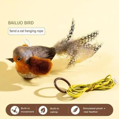 Uplift Picks Realistic Bird Sound Cat Toy With Plush Catnip Design For Indoor Play brown