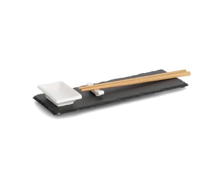 Zeller Sushi-Set, 4-tlg., Schiefer/Keramik/Bambus