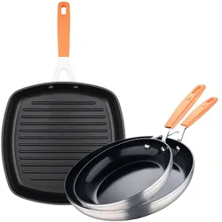 San Ignacio Compact - Set aus 2 Bratpfannen Ø16/Ø28cm und einer quadratischen Bratform 28x28cm aus geschmiedetem Aluminium, geeignet für Induktion