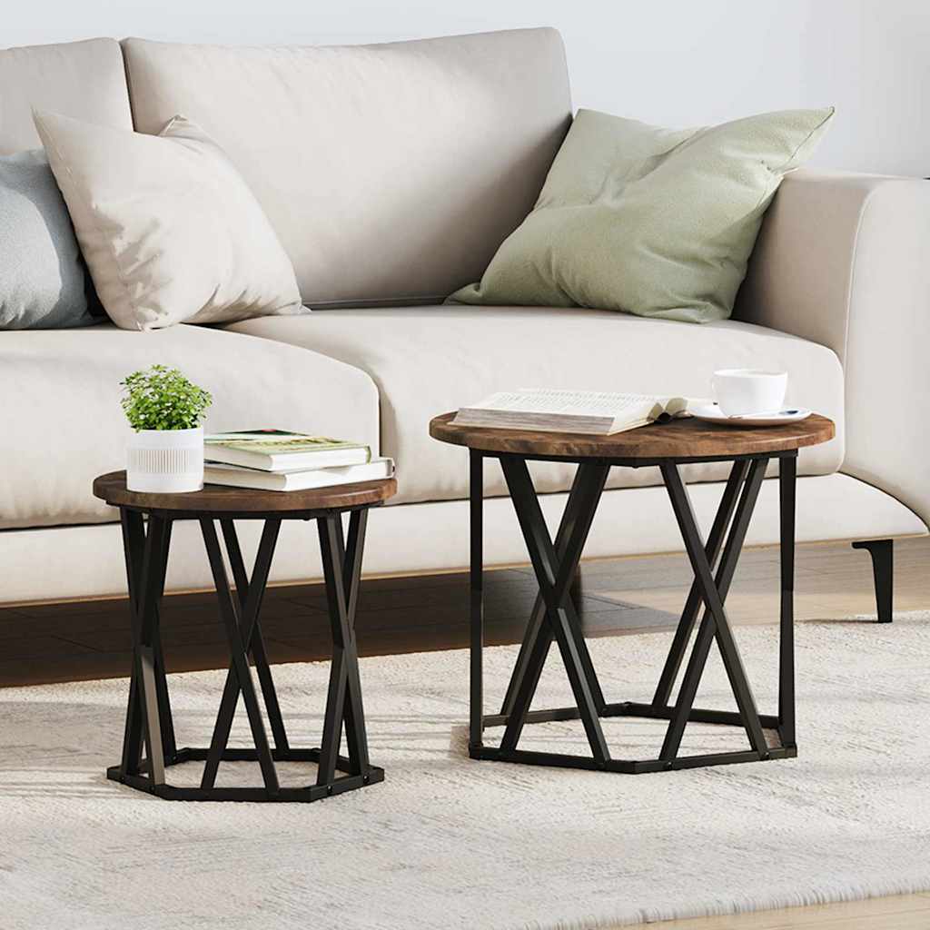 vidaXL Mesa lateral 2 uds. Roble ahumado 50 x 50 x 40 cm Marrón