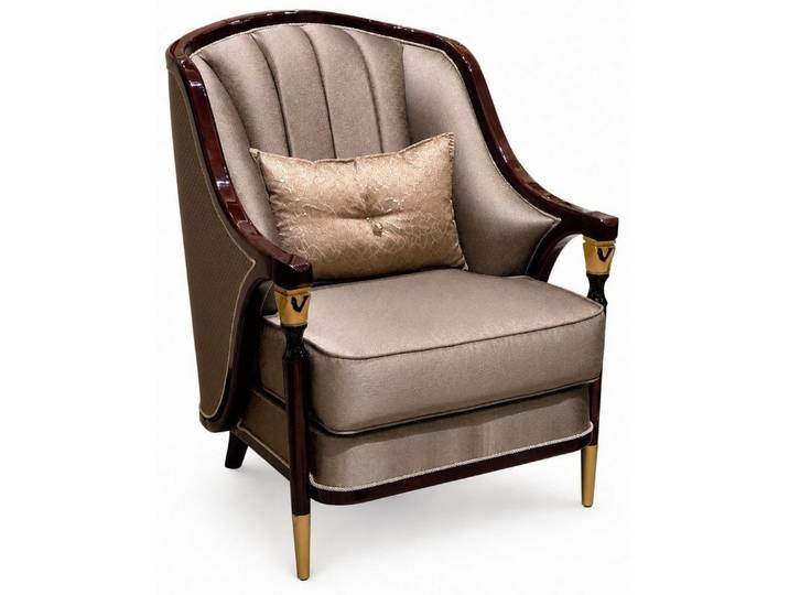 Xlmoebel Sessel Eleganter Beiger Sessel Textil Holz Goldakzente Modern Wohnkomfort