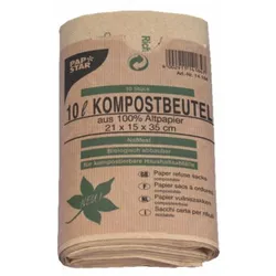 Papstar Kompostbeutel aus Papier 10 Liter 35 cm x 21 cm x 15 cm braun 20 x 10 Stück = 200 Stück