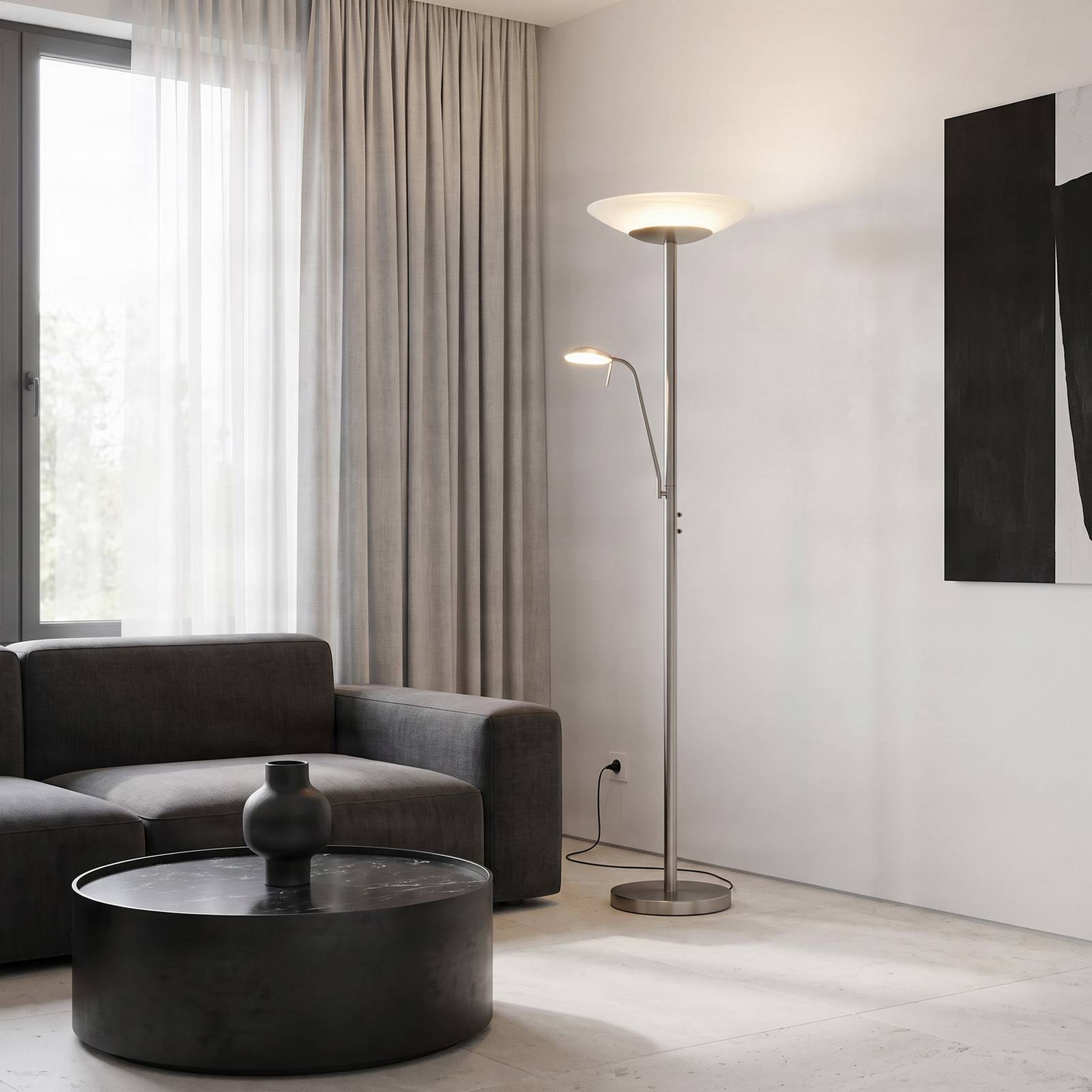 Lámpara de pie LED Ragna Lindby, atenuable, Salón / Comedor, Metal, Moderno, Lámpara de pie LED
