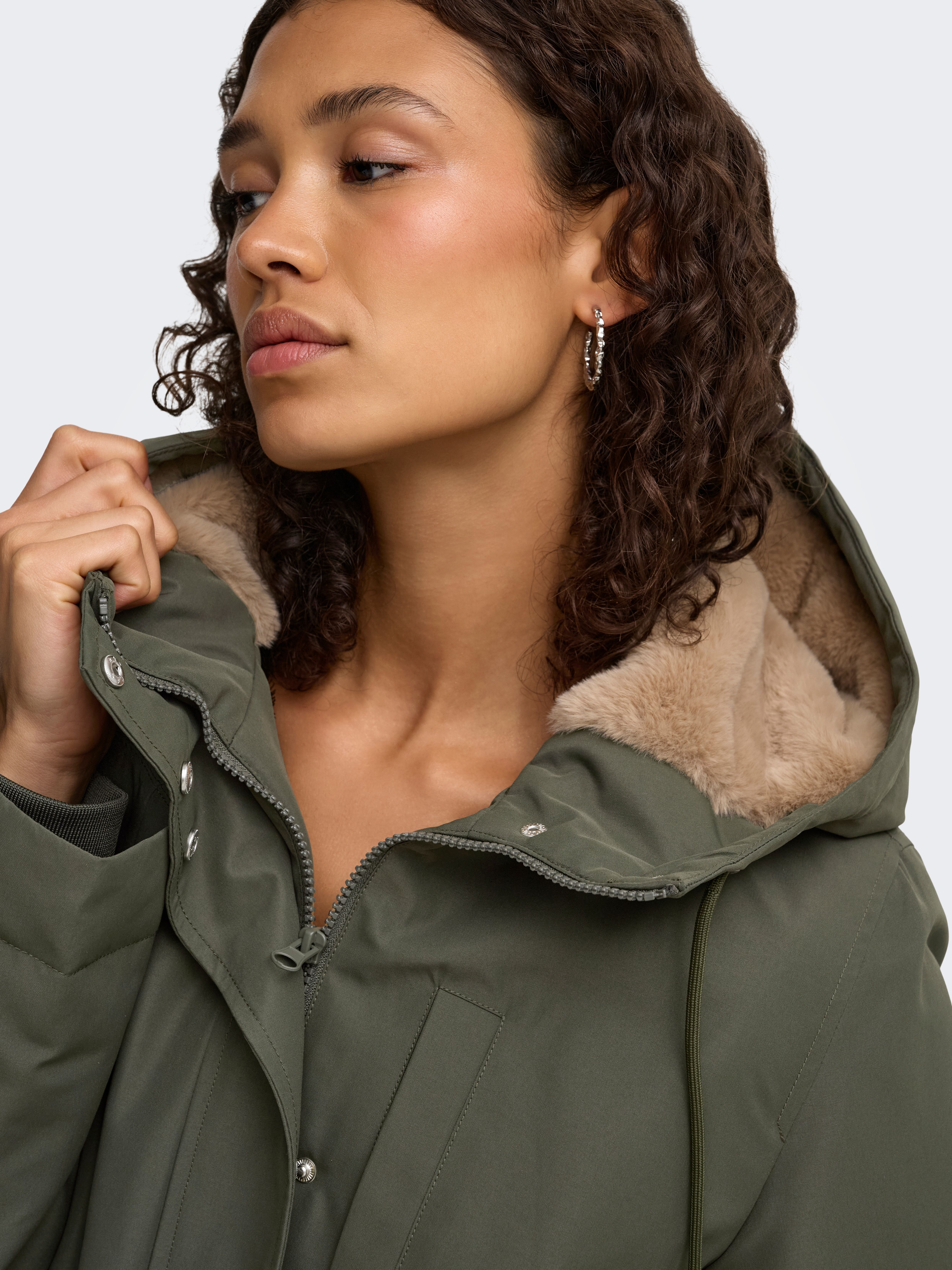Parka JDY "JDYVALENCIA PARKA COAT OTW SIJ", Damen, Gr. XL, grün (chimera detail:fur kelp), Web, Obermaterial: 100% Polyester, Po-bedeckend, Jacken Parka, Polyester chimera detail:fur kelp XL