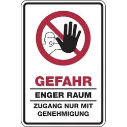 Verbotsschild, Kombischild, Gefahr enger Raum - praxisbewährt - 200x300x1.5 mm Kunststoff