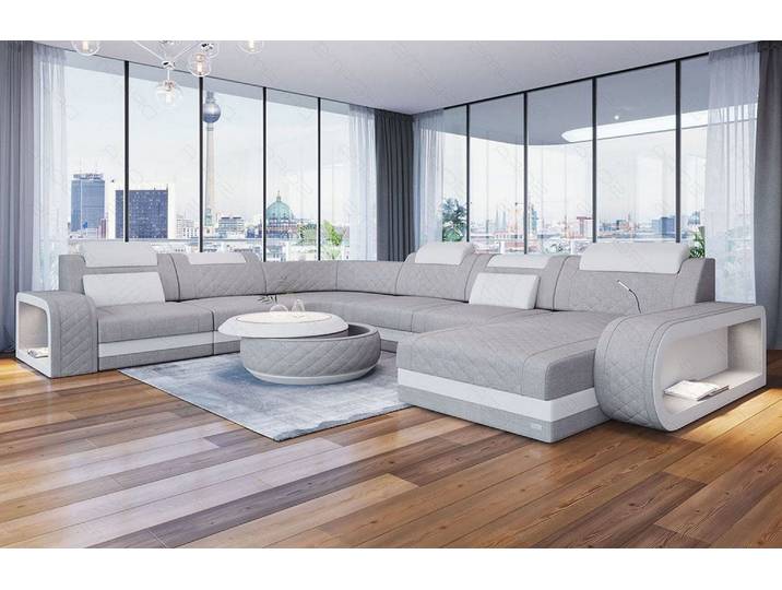 Wohnlandschaft Berlin XXL U-Form in Stoff