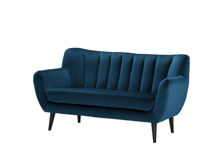 Canapé Polva I 2 places Bleu/Bleu marine Velours Ravi 155 x 82 x 81cm Scandi