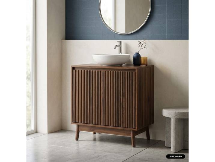 Meuble sous lavabo décor bois noyer