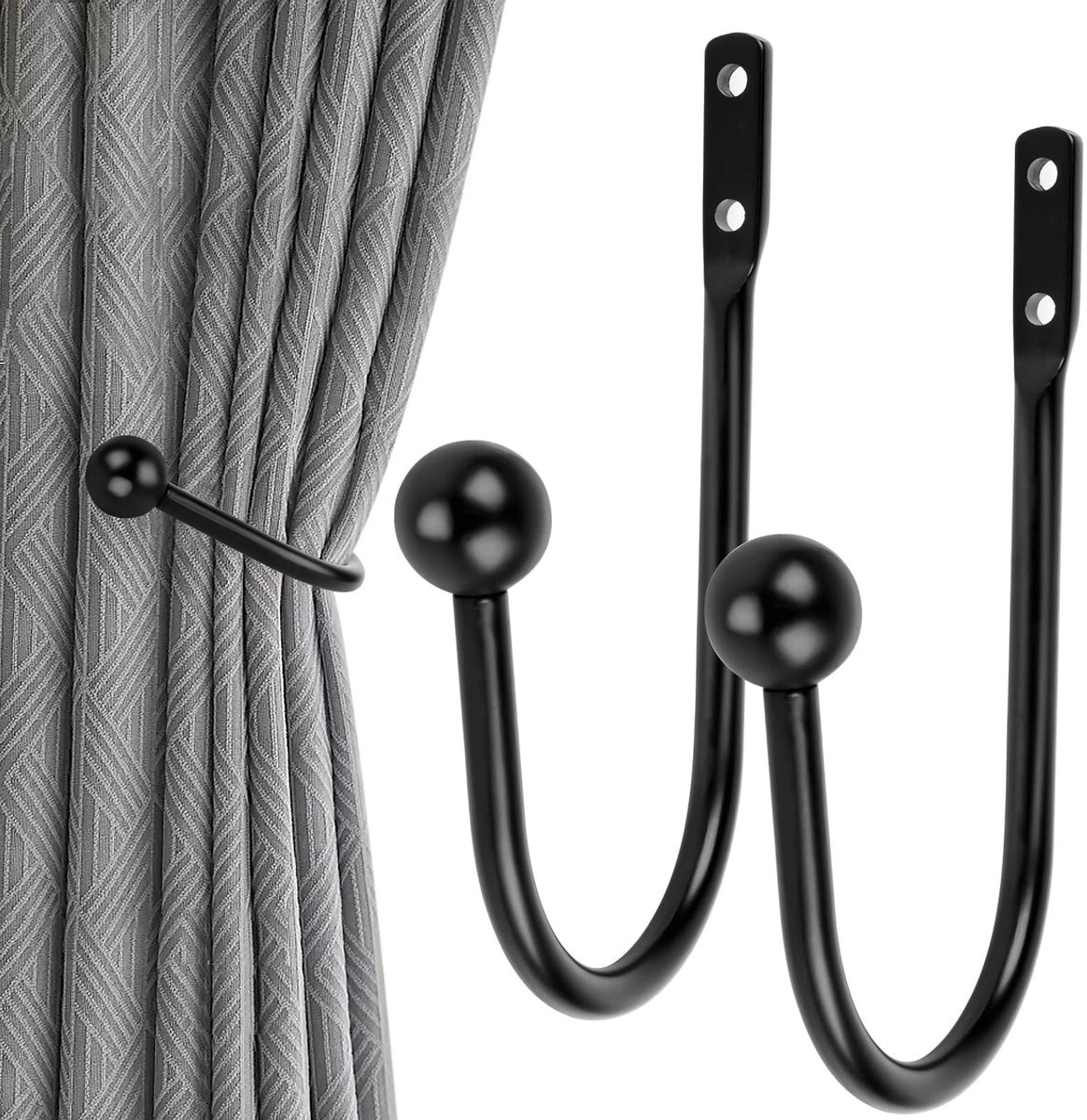Dailygoods Gordijnhouder U-vorm - 2 stuks - Aluminiumlegering - Wandbevestiging