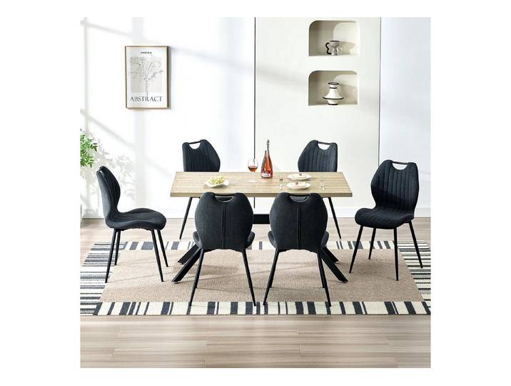LuxusKollektion Esstisch Esszimmergruppe Esstisch Holz sechs Licht Tisch 6 Helles Schwarz (1-St)