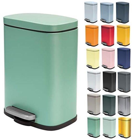 Akira Cosmetica Afvalemmer 5 liter - Roestvrij staal - Matgroen