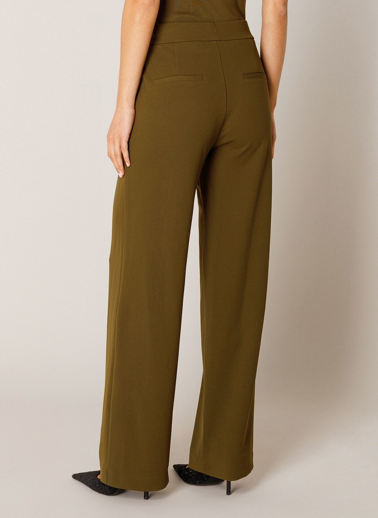 Treggings BASE LEVEL "Yarah", Damen, Gr. 44, Länge 32, olive, Web, Obermaterial: 97% Polyester, 3% Elasthan, unifarben, loose fit lang, Hosen Treggings, mit elastischem Bund