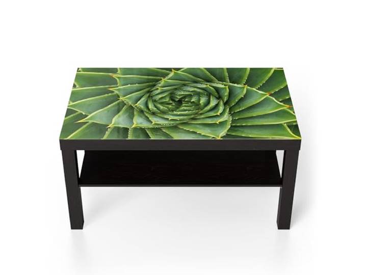 DEQORI Glastisch schwarz groß 90x50 cm Motiv Alchemie der Aloe ausgefallener Beistelltisch aus Glas Hochglanz Couchtisch fürs Wohnzimmer moderner Couch Tisch mit Design